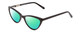 Profile View of Ernest Hemingway H4740 Designer Polarized Reading Sunglasses with Custom Cut Powered Green Mirror Lenses in Gloss Black Ladies Cateye Full Rim Acetate 56 mm