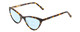 Profile View of Ernest Hemingway H4740 Designer Progressive Lens Blue Light Blocking Eyeglasses in Gloss Blue Yellow Brown Tortoise Havana Ladies Cateye Full Rim Acetate 56 mm