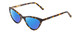 Profile View of Ernest Hemingway H4740 Designer Polarized Sunglasses with Custom Cut Blue Mirror Lenses in Gloss Blue Yellow Brown Tortoise Havana Ladies Cateye Full Rim Acetate 56 mm