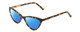 Profile View of Ernest Hemingway H4740 Designer Polarized Reading Sunglasses with Custom Cut Powered Blue Mirror Lenses in Gloss Blue Yellow Brown Tortoise Havana Ladies Cateye Full Rim Acetate 56 mm