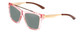 Profile View of Smith Optics Runaround Designer Polarized Reading Sunglasses with Custom Cut Powered Smoke Grey Lenses in Pink Crystal Gold Ladies Cateye Full Rim Acetate 55 mm
