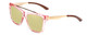 Profile View of Smith Optics Runaround Designer Polarized Reading Sunglasses with Custom Cut Powered Sun Flower Yellow Lenses in Pink Crystal Gold Ladies Cateye Full Rim Acetate 55 mm