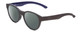 Profile View of Smith Optics Snare Designer Polarized Sunglasses with Custom Cut Smoke Grey Lenses in Matte Smoke Grey Blue Unisex Round Full Rim Acetate 51 mm
