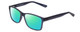 Profile View of 2000&Beyond 3059 Designer Polarized Reading Sunglasses with Custom Cut Powered Green Mirror Lenses in Matte Blue Mens Classic Full Rim Acetate 55 mm