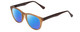 Profile View of Gotham Style 252 Designer Polarized Sunglasses with Custom Cut Blue Mirror Lenses in Matte Tan Brown Unisex Round Full Rim Acetate 52 mm