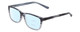 Profile View of Gotham Style 256 Designer Progressive Lens Blue Light Blocking Eyeglasses in Matte Blue Stripe Mens Classic Full Rim Acetate 55 mm