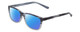 Profile View of Gotham Style 256 Designer Polarized Sunglasses with Custom Cut Blue Mirror Lenses in Matte Blue Stripe Mens Classic Full Rim Acetate 55 mm