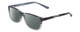 Profile View of Gotham Style 256 Designer Polarized Sunglasses with Custom Cut Smoke Grey Lenses in Matte Blue Stripe Mens Classic Full Rim Acetate 55 mm