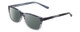Profile View of Gotham Style 256 Designer Polarized Reading Sunglasses with Custom Cut Powered Smoke Grey Lenses in Matte Blue Stripe Mens Classic Full Rim Acetate 55 mm