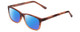 Profile View of Gotham Style 256 Designer Polarized Sunglasses with Custom Cut Blue Mirror Lenses in Matte Brown Stripe Mens Classic Full Rim Acetate 55 mm
