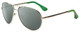 Profile View of Isaac Mizrahi IM36-86 Designer Polarized Sunglasses with Custom Cut Smoke Grey Lenses in Gold Mint Green Unisex Aviator Full Rim Acetate 59 mm