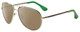 Profile View of Isaac Mizrahi IM36-86 Designer Polarized Reading Sunglasses with Custom Cut Powered Amber Brown Lenses in Gold Mint Green Unisex Aviator Full Rim Acetate 59 mm