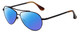 Profile View of Isaac Mizrahi IM16-20 Designer Polarized Sunglasses with Custom Cut Blue Mirror Lenses in Bronze Copper Brown Unisex Aviator Full Rim Metal 59 mm