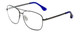 Profile View of Isaac Mizrahi IM49-37 Designer Reading Eye Glasses with Custom Cut Powered Lenses in Gun Metal Grey Blue Violet Unisex Aviator Full Rim Metal 58 mm