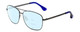 Profile View of Isaac Mizrahi IM49-37 Designer Progressive Lens Blue Light Blocking Eyeglasses in Gun Metal Grey Blue Violet Unisex Aviator Full Rim Metal 58 mm