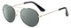Profile View of Isaac Mizrahi IM103-10 Designer Polarized Sunglasses with Custom Cut Smoke Grey Lenses in Black Gold Unisex Aviator Full Rim Metal 55 mm