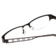 Close Up View of Vivid 412 Designer Single Vision Prescription Rx Eyeglasses in Satin Black Unisex Rectangle Semi-Rimless Metal 52 mm