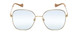Front View of GUCCI GG1089SA-004 Womens Oversized Designer Sunglasses in Gold & Tan/Blue 61 mm