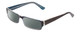 Profile View of Moda Vision 2013 Designer Polarized Reading Sunglasses with Custom Cut Powered Smoke Grey Lenses in Blue Crystal Layer Mosaic Black Unisex Rectangle Full Rim Acetate 55 mm