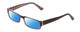 Profile View of Moda Vision 2013 Designer Polarized Reading Sunglasses with Custom Cut Powered Blue Mirror Lenses in Brown Crystal Layer Mosaic Unisex Rectangle Full Rim Acetate 55 mm