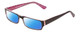 Profile View of Moda Vision 2013 Designer Polarized Sunglasses with Custom Cut Blue Mirror Lenses in Pink Crystal Layer Mosaic Black Unisex Rectangle Full Rim Acetate 55 mm