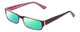 Profile View of Moda Vision 2013 Designer Polarized Reading Sunglasses with Custom Cut Powered Green Mirror Lenses in Pink Crystal Layer Mosaic Black Unisex Rectangle Full Rim Acetate 55 mm