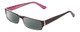 Profile View of Moda Vision 2013 Designer Polarized Reading Sunglasses with Custom Cut Powered Smoke Grey Lenses in Pink Crystal Layer Mosaic Black Unisex Rectangle Full Rim Acetate 55 mm