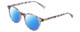 Profile View of Ernest Hemingway H4908 Designer Polarized Sunglasses with Custom Cut Blue Mirror Lenses in Grey Crystal Smoke Marble Unisex Round Full Rim Acetate 49 mm