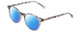 Profile View of Ernest Hemingway H4908 Designer Polarized Reading Sunglasses with Custom Cut Powered Blue Mirror Lenses in Grey Crystal Smoke Marble Unisex Round Full Rim Acetate 49 mm