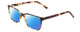 Profile View of Ernest Hemingway H4905 Designer Polarized Sunglasses with Custom Cut Blue Mirror Lenses in Antique Yellow Brown Tortoise Havana Ladies Classic Full Rim Acetate 53 mm