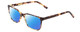 Profile View of Ernest Hemingway H4905 Designer Polarized Reading Sunglasses with Custom Cut Powered Blue Mirror Lenses in Antique Yellow Brown Tortoise Havana Ladies Classic Full Rim Acetate 53 mm