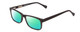 Profile View of Ernest Hemingway H4807 Designer Polarized Reading Sunglasses with Custom Cut Powered Green Mirror Lenses in Matte Black Unisex Square Full Rim Acetate 54 mm