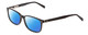 Profile View of Ernest Hemingway H4817 Designer Polarized Reading Sunglasses with Custom Cut Powered Blue Mirror Lenses in Gloss Black Unisex Oval Full Rim Acetate 55 mm