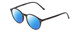 Profile View of Ernest Hemingway H4835 Designer Polarized Reading Sunglasses with Custom Cut Powered Blue Mirror Lenses in Gloss Black Ladies Round Full Rim Acetate 50 mm
