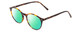 Profile View of Ernest Hemingway H4835 Designer Polarized Reading Sunglasses with Custom Cut Powered Green Mirror Lenses in Auburn Brown Yellow Tortoise Havana Ladies Round Full Rim Acetate 50 mm