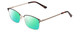 Profile View of Ernest Hemingway H4837 Designer Polarized Reading Sunglasses with Custom Cut Powered Green Mirror Lenses in Metallic Black Silver/Auburn Tortoise Unisex Cateye Full Rim Stainless Steel 53 mm