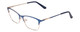 Profile View of Ernest Hemingway H4842 Designer Blue Light Blocking Eyeglasses in Satin Metallic Blue Silver Unisex Cateye Full Rim Stainless Steel 52 mm