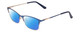 Profile View of Ernest Hemingway H4842 Designer Polarized Reading Sunglasses with Custom Cut Powered Blue Mirror Lenses in Satin Metallic Blue Silver Unisex Cateye Full Rim Stainless Steel 52 mm