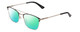 Profile View of Ernest Hemingway H4843 Designer Polarized Reading Sunglasses with Custom Cut Powered Green Mirror Lenses in Satin Metallic Black Silver Unisex Aviator Full Rim Stainless Steel 53 mm