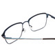 Close Up View of Ernest Hemingway H4844 Designer Reading Eye Glasses with Custom Cut Powered Lenses in Satin Navy Blue Silver Unisex Rectangle Full Rim Stainless Steel 52 mm