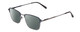 Profile View of Ernest Hemingway H4844 Designer Polarized Reading Sunglasses with Custom Cut Powered Smoke Grey Lenses in Satin Navy Blue Silver Unisex Rectangle Full Rim Stainless Steel 52 mm