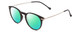 Profile View of Ernest Hemingway H4845 Designer Polarized Reading Sunglasses with Custom Cut Powered Green Mirror Lenses in Matte Black Silver Unisex Round Full Rim Acetate 48 mm