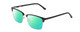 Profile View of Ernest Hemingway H4850 Designer Polarized Reading Sunglasses with Custom Cut Powered Green Mirror Lenses in Gloss Black Silver Unisex Cateye Full Rim Acetate 58 mm