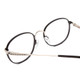 Close Up View of Ernest Hemingway H4853 Unisex Round Stainless Steel Eyeglasses Black Silver 51mm