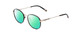 Profile View of Ernest Hemingway H4853 Designer Polarized Reading Sunglasses with Custom Cut Powered Green Mirror Lenses in Black Patterned Silver Multi-Colored Tips Unisex Round Full Rim Stainless Steel 51 mm