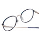 Close Up View of Ernest Hemingway H4853 Unisex Round Stainless Steel Eyeglasses Blue Silver 51 mm