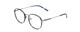 Profile View of Ernest Hemingway H4853 Designer Blue Light Blocking Eyeglasses in Metallic Blue Patterened Silver Multi-Colored Tips Unisex Round Full Rim Stainless Steel 51 mm