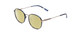 Profile View of Ernest Hemingway H4853 Designer Polarized Reading Sunglasses with Custom Cut Powered Sun Flower Yellow Lenses in Metallic Blue Patterened Silver Multi-Colored Tips Unisex Round Full Rim Stainless Steel 51 mm