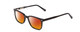 Profile View of Ernest Hemingway H4854 Designer Polarized Sunglasses with Custom Cut Red Mirror Lenses in Gloss Black Silver Studs  Unisex Cateye Full Rim Acetate 54 mm