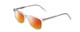 Profile View of Ernest Hemingway H4854 Designer Polarized Sunglasses with Custom Cut Red Mirror Lenses in Clear Crystal Patterned Silver Unisex Cateye Full Rim Acetate 51 mm